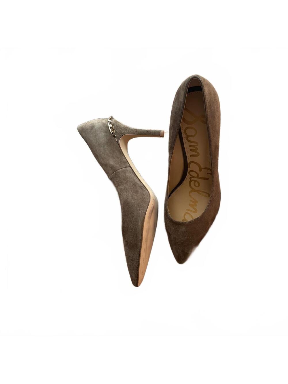 Sam Edelman Taupe Suede Pointed Toe Studded Pumps - Size 8.5